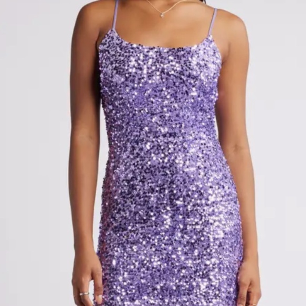Purple sparkly mini dress